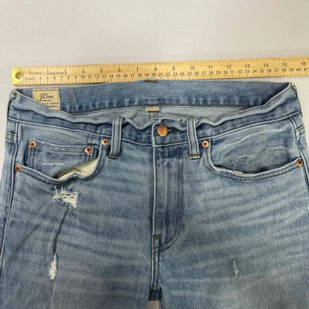 J Crew 484 Slim Fit Jeans Light Wash Distressed Kurabo Japanese Denim Mens 31x32